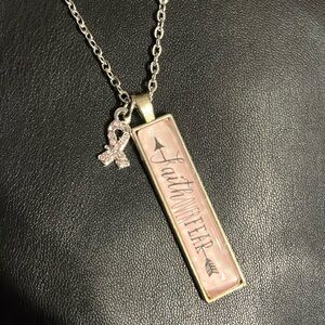 Faith Over Fear Silver Pendant Necklace with Inspirational Message